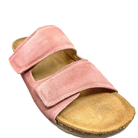 Bio Gold Blush Suede Double Padded Strap‎ Foot Bed Sandal Slides - Picture 2 of 13